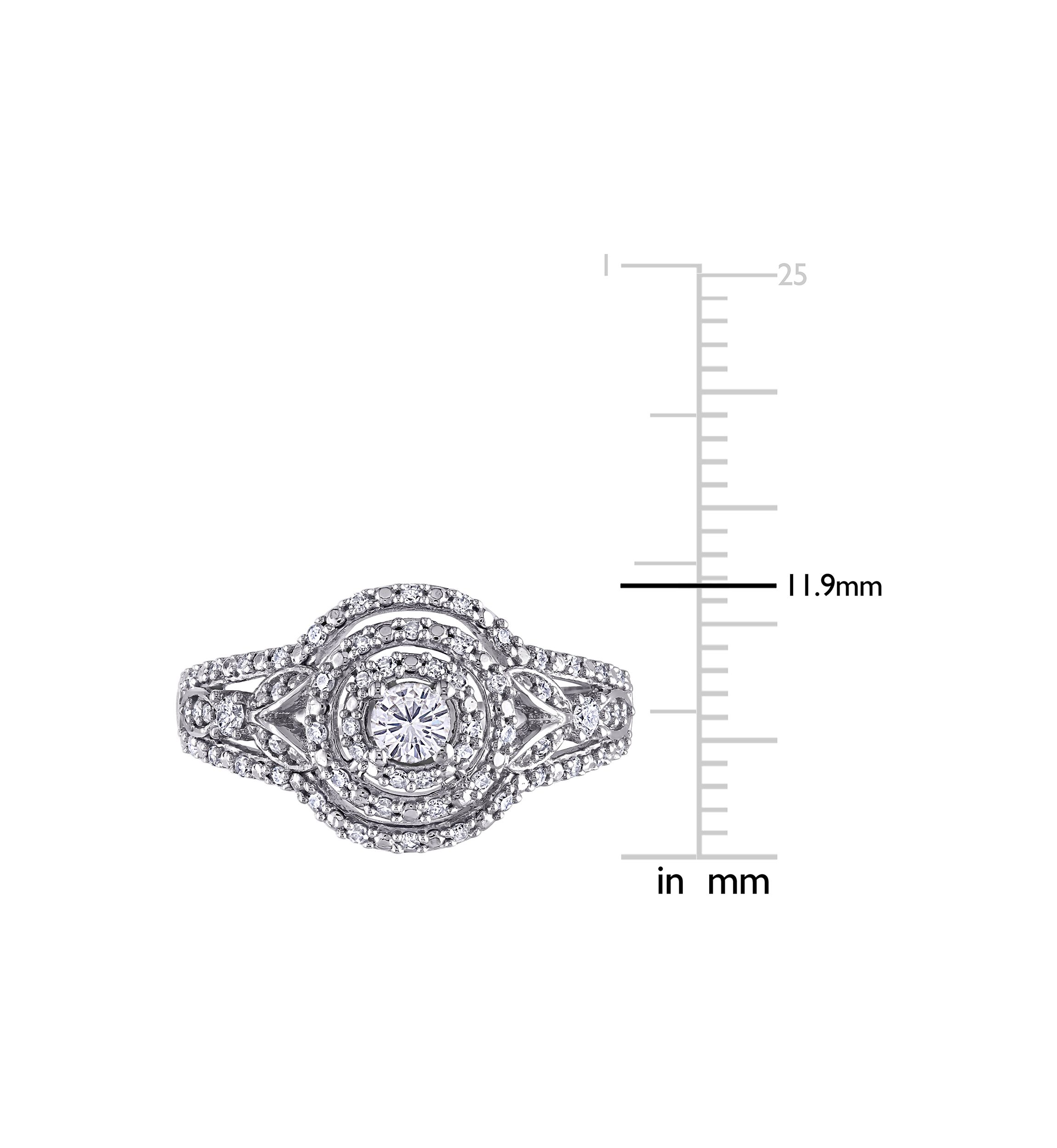 1/2 ct. t.w. Diamond Halo Cluster Engagement Ring in 10k White Gold