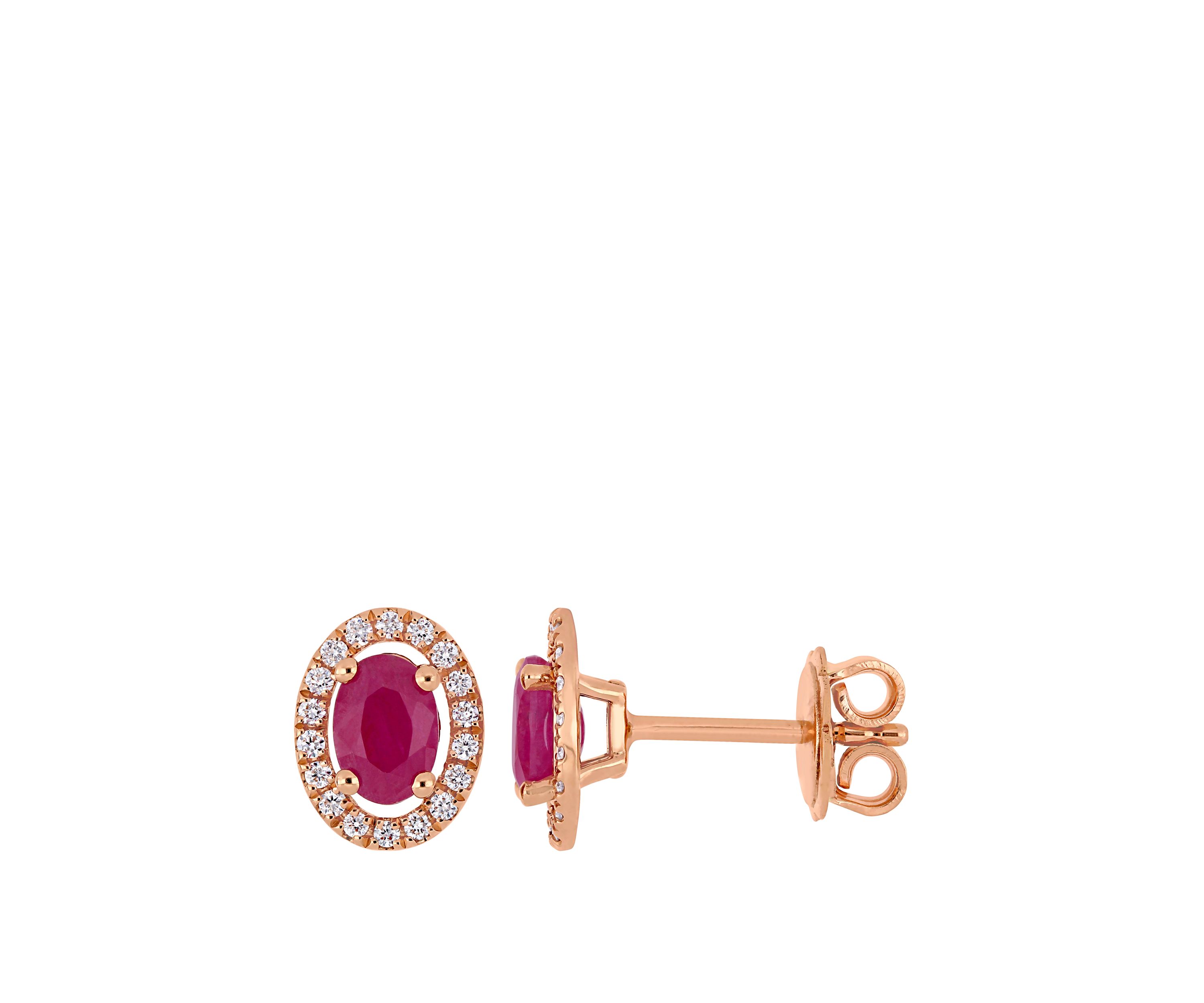 Ruby and 1/5 ct. t.w. Diamond Halo Stud Earrings
