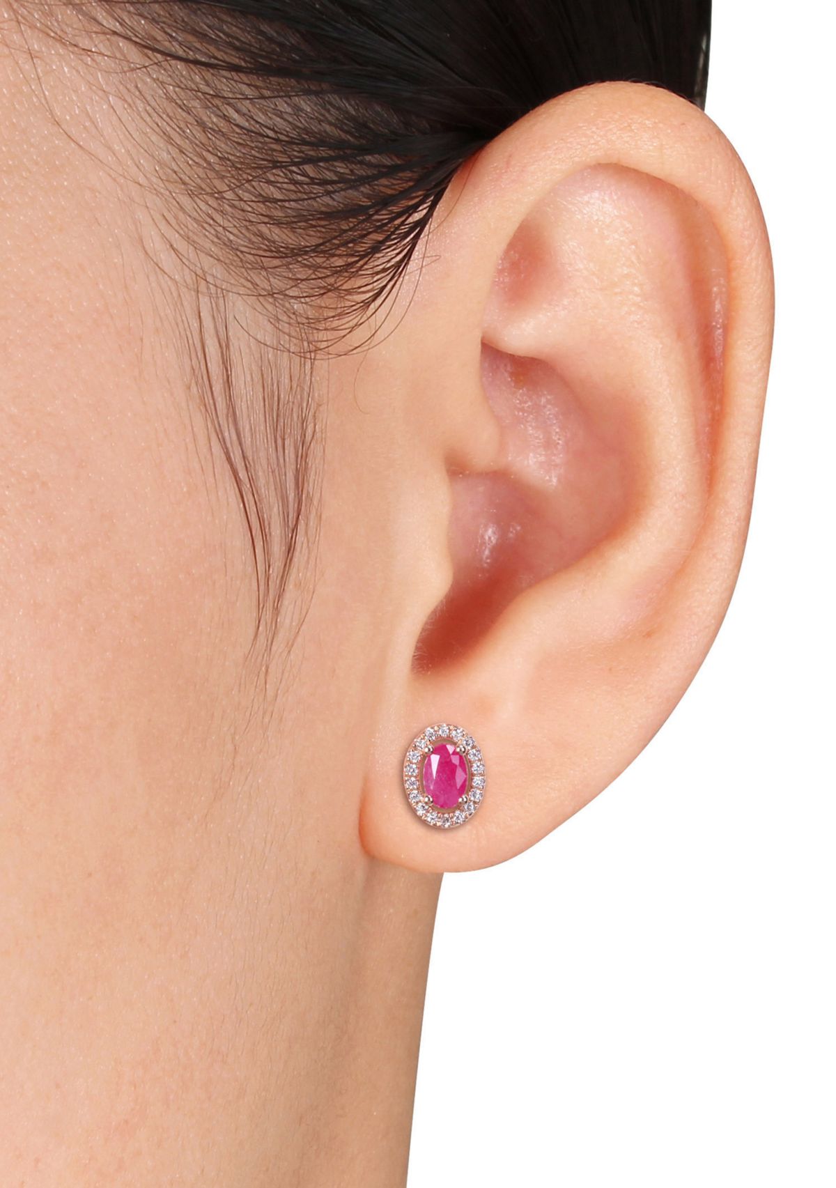 Ruby and 1/5 ct. t.w. Diamond Halo Stud Earrings