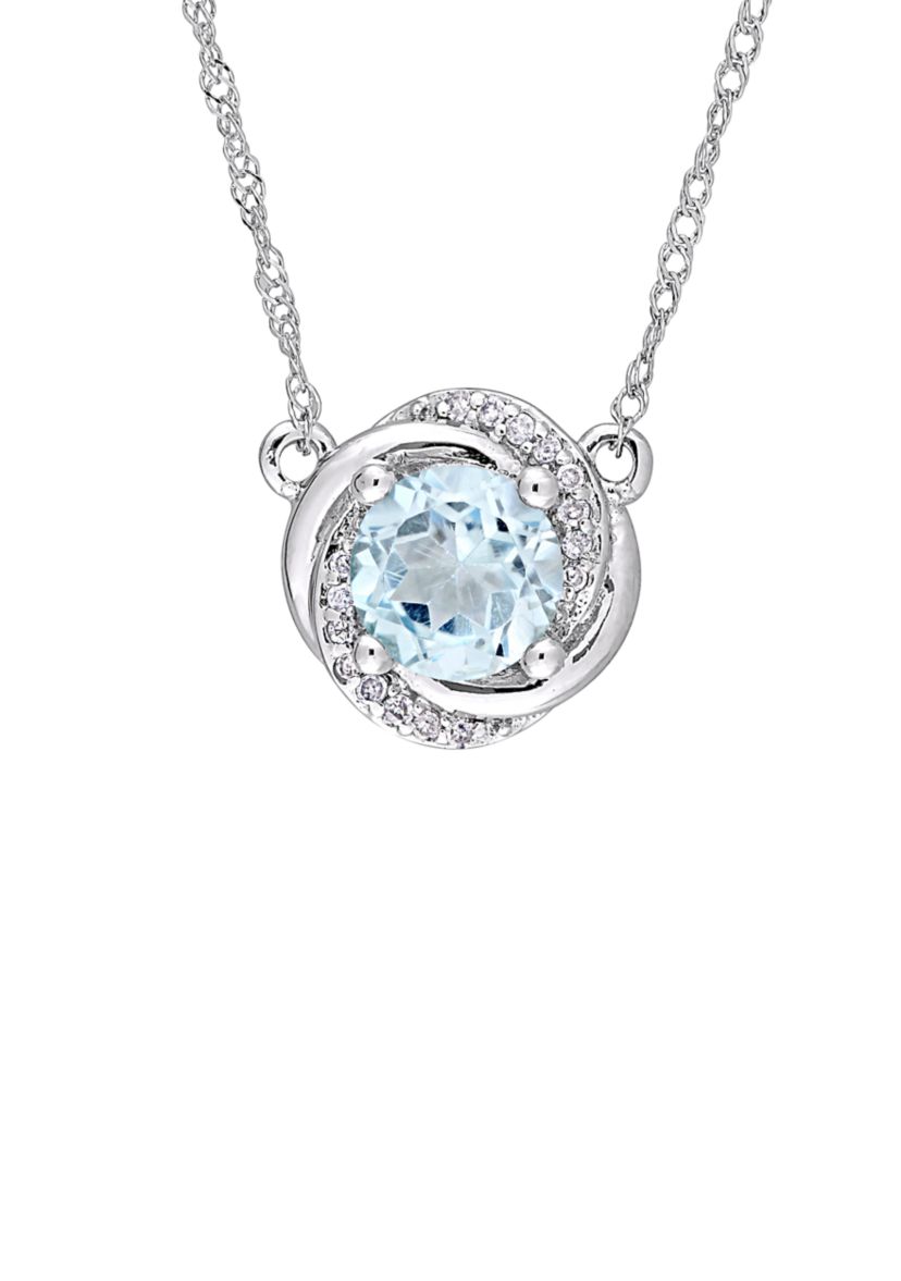 1 ct. t.w. Blue Topaz and 1/2 ct. t.w. Diamond Accent Swirl Necklace 