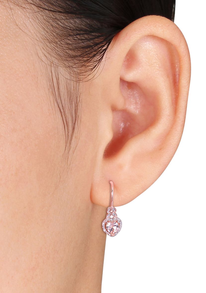 Morganite and Diamond Accent Heart Drop Earrings