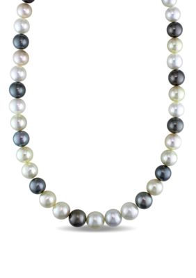 Belk & Co 10 mm -12.5 mm Multi Colored South Sea and Tahitian Pearl Strand Necklace with 14k Yellow Gold Clasp
