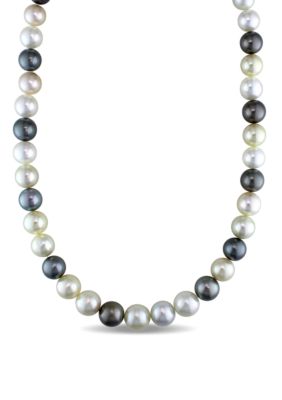 Belk & Co 10 mm -12.5 mm Multi Colored South Sea and Tahitian Pearl Strand Necklace with 14k Yellow Gold Clasp -  5400426BLK002176