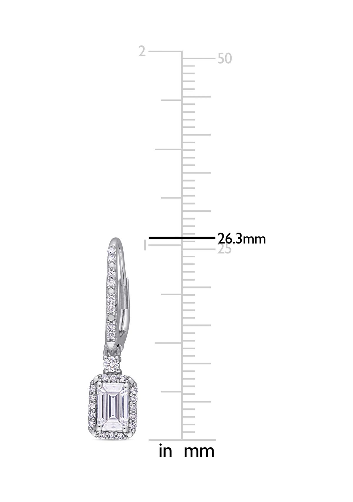 1.25 ct. t.w. Lab Created Moissanite and 1/4 ct. t.w. Diamond Emerald-Cut Halo Earring in 10k White Gold