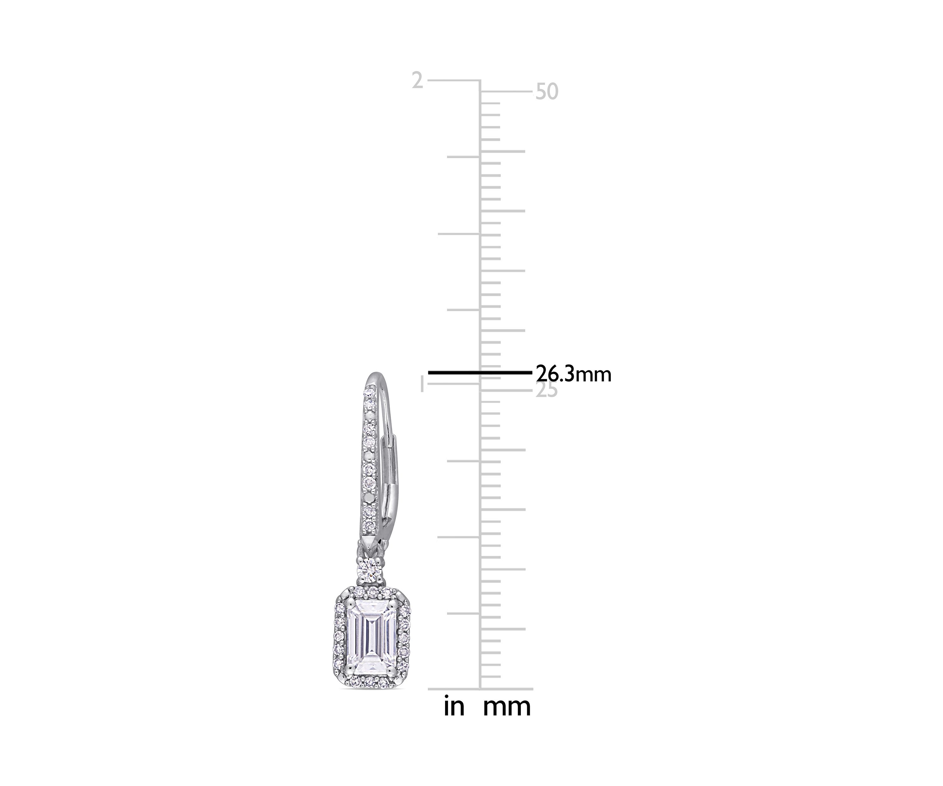 1.25 ct. t.w. Lab Created Moissanite and 1/4 ct. t.w. Diamond Emerald-Cut Halo Earring in 10k White Gold