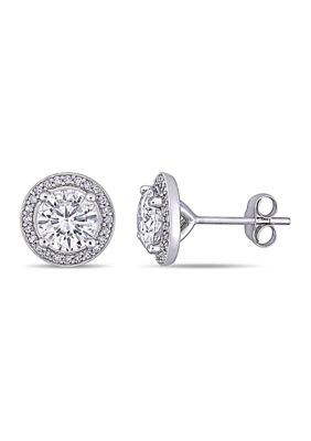 Belk & Co Lab Created 2 Ct. T.w. Moissanite And 1/5 Ct. T.w. Diamond Halo Stud Earrings In 14K White Gold -  0686692328983
