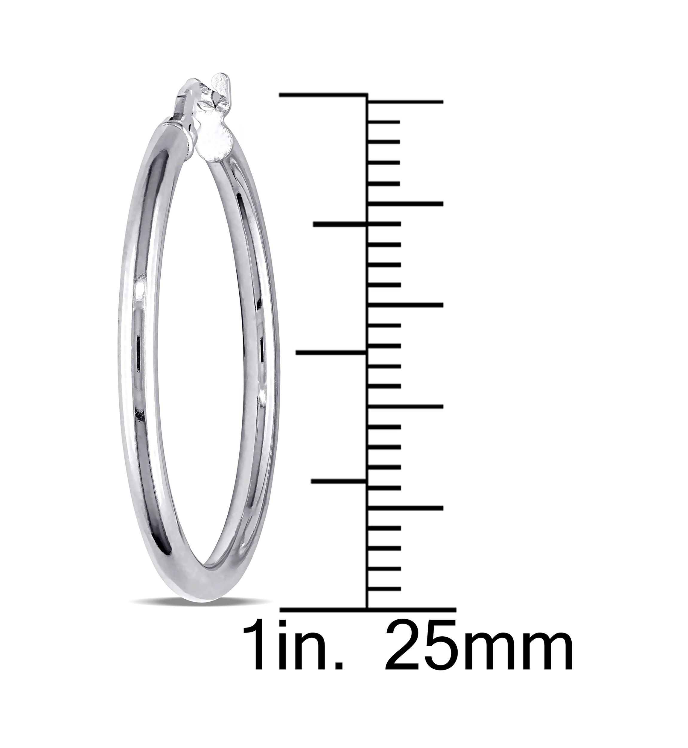 Rounded Hoop Earrings in 10K Polished White Gold