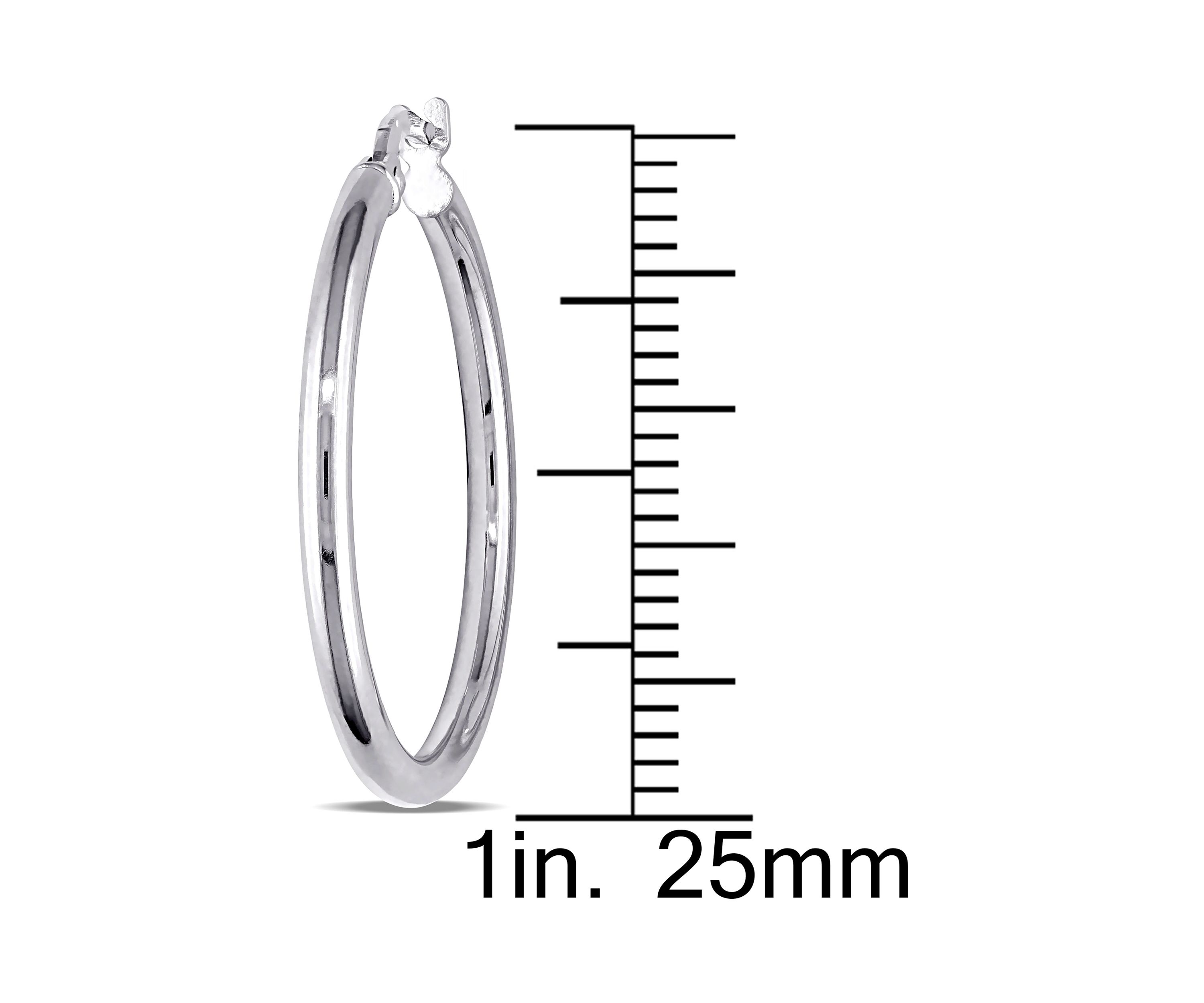 Rounded Hoop Earrings in 10K Polished White Gold