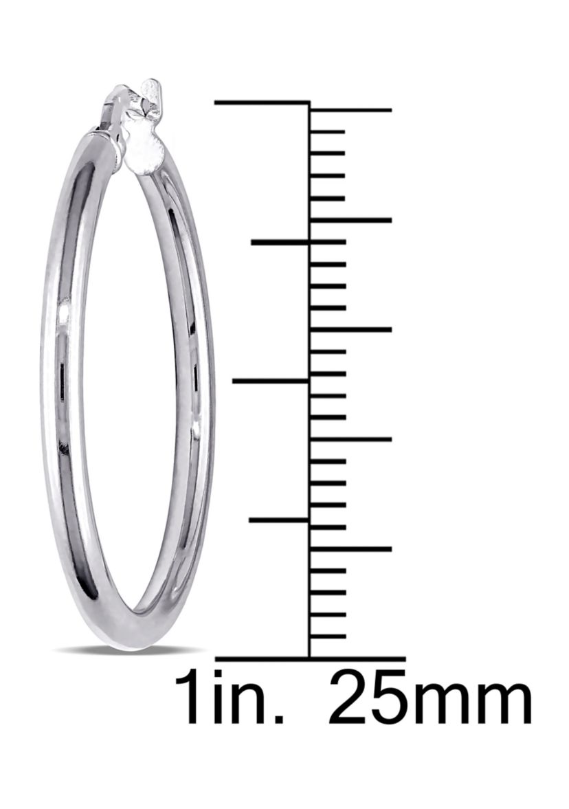 Rounded Hoop Earrings in 10K Polished White Gold