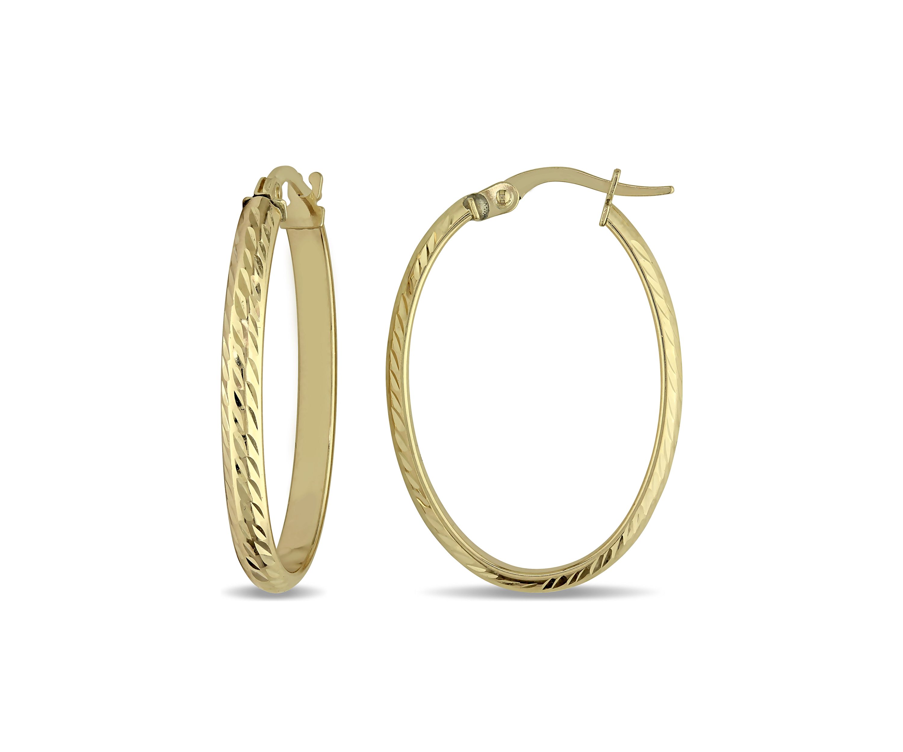 Edged Hinged Hoop Earrings in Textured 10K Yellow Gold
