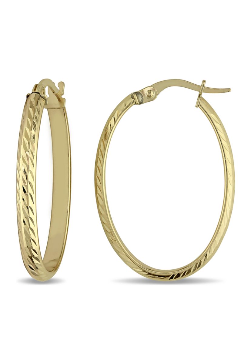 Edged Hinged Hoop Earrings in Textured 10K Yellow Gold