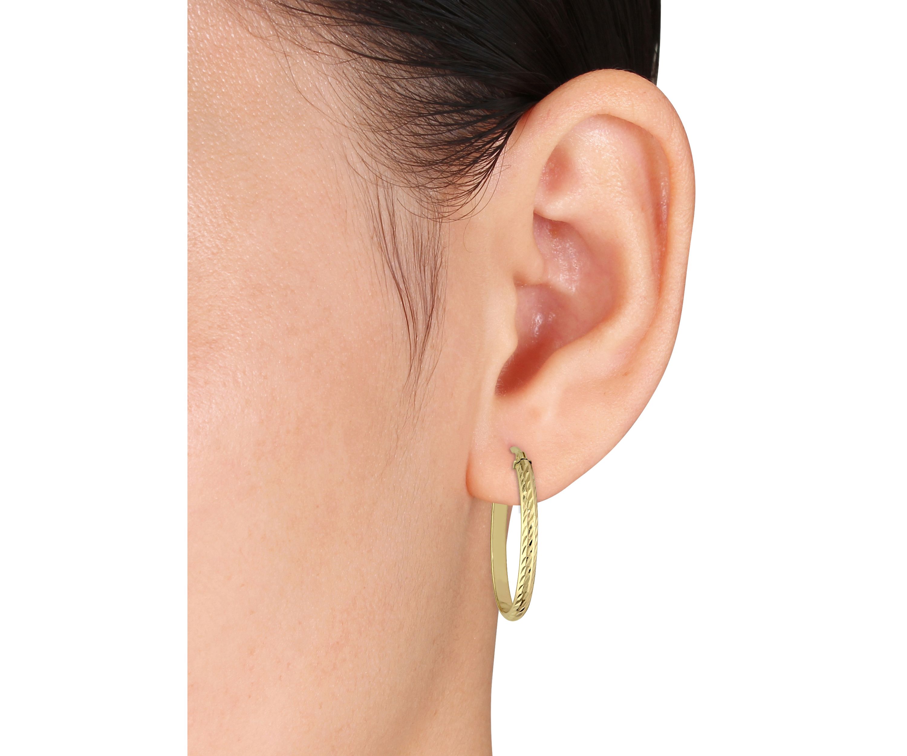 Edged Hinged Hoop Earrings in Textured 10K Yellow Gold