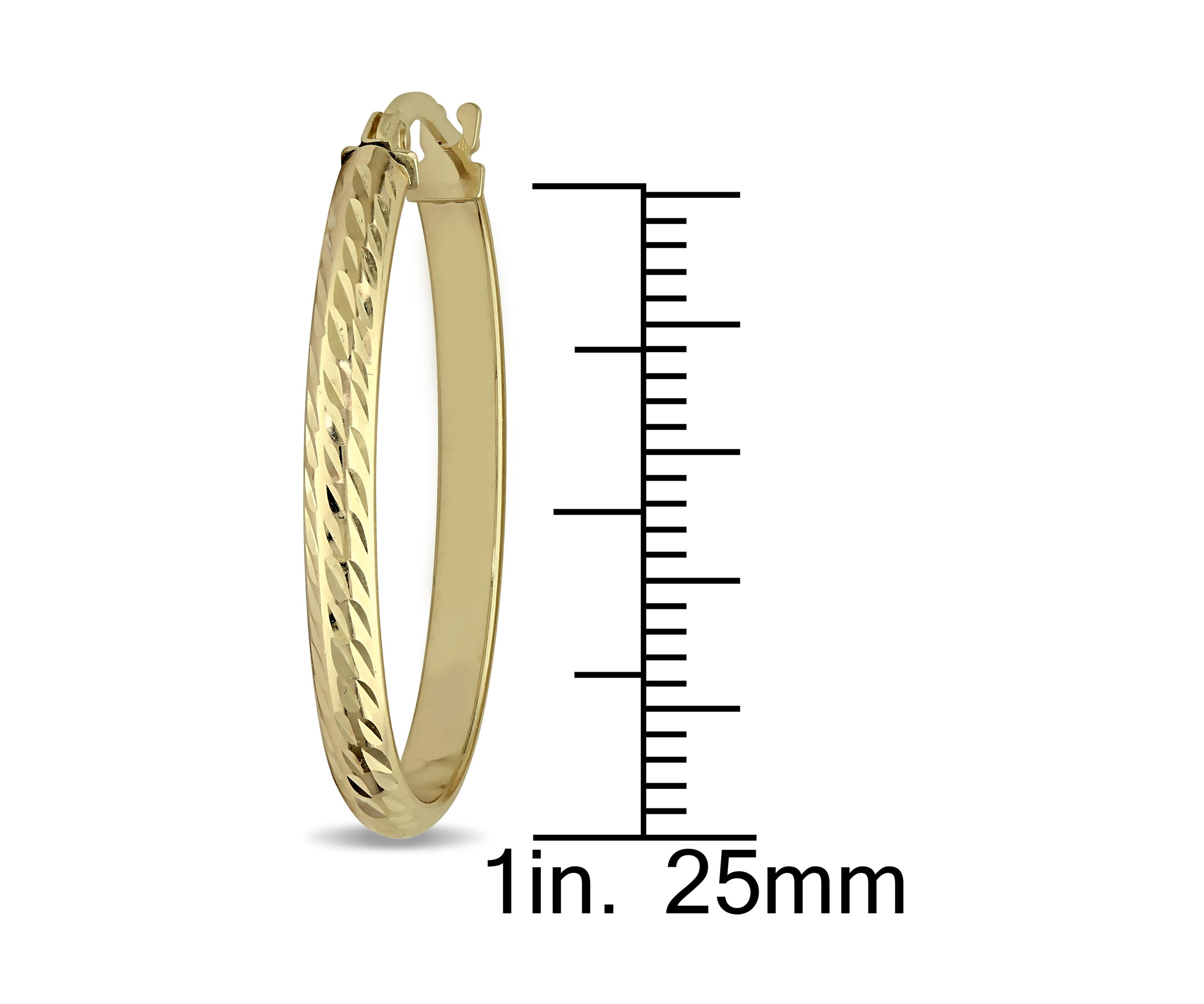 Edged Hinged Hoop Earrings in Textured 10K Yellow Gold