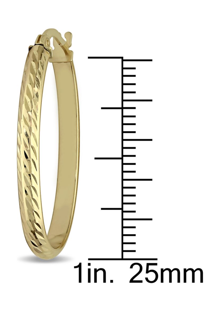 Edged Hinged Hoop Earrings in Textured 10K Yellow Gold