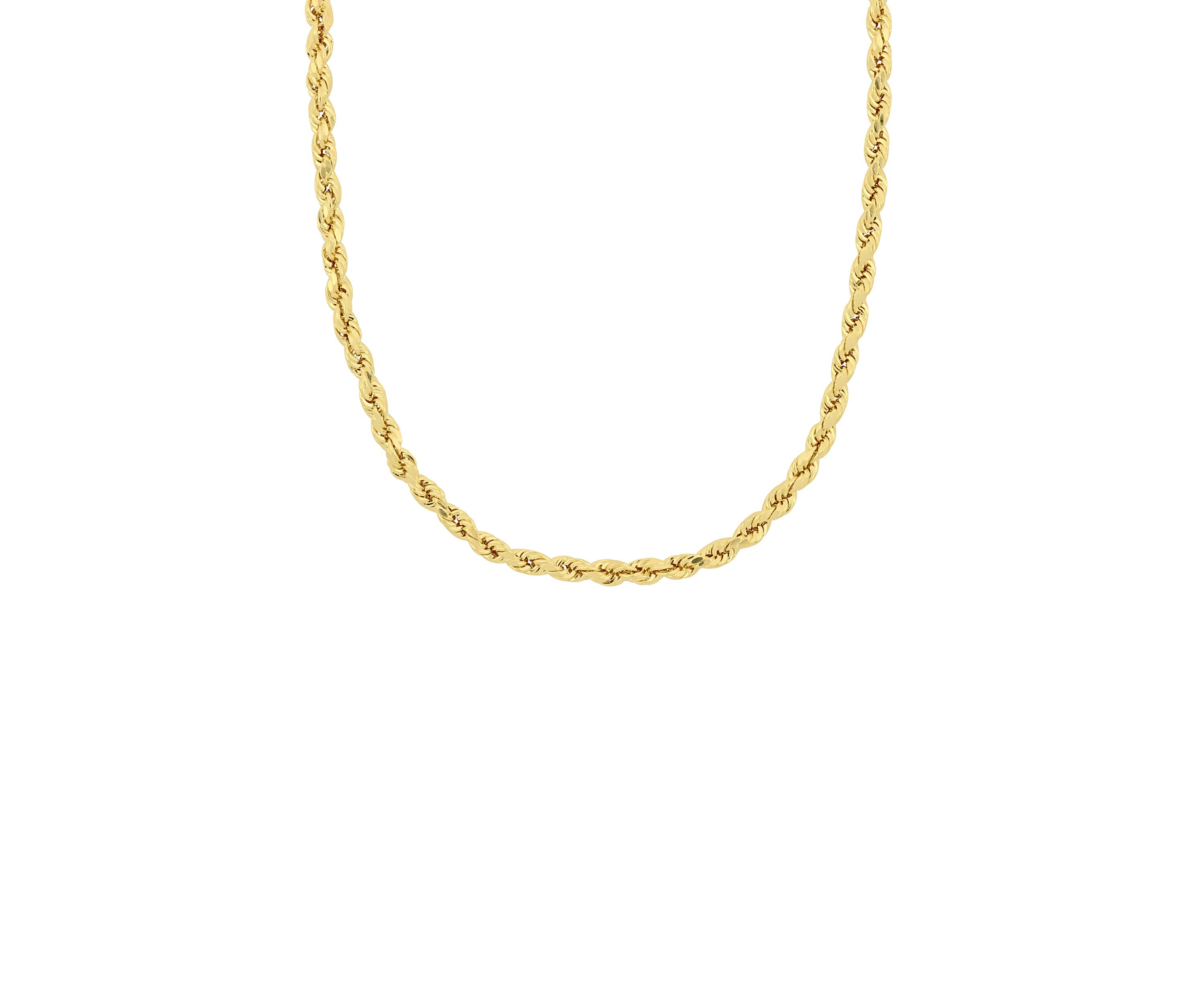 18 Inch Rope Chain Necklace in 10K Yellow Gold