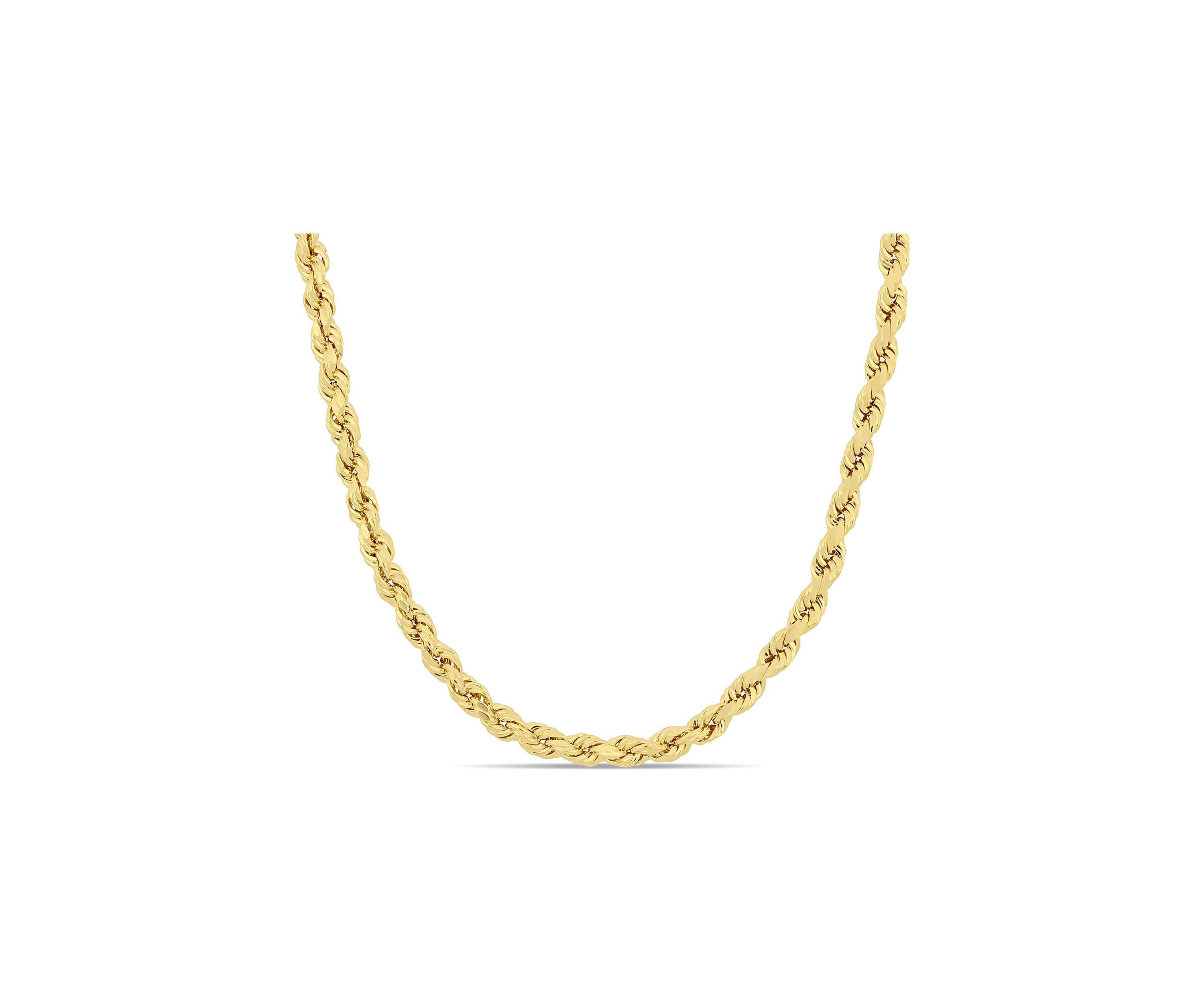 16 Inch Rope Chain Necklace in 10k Yellow Gold (4mm)