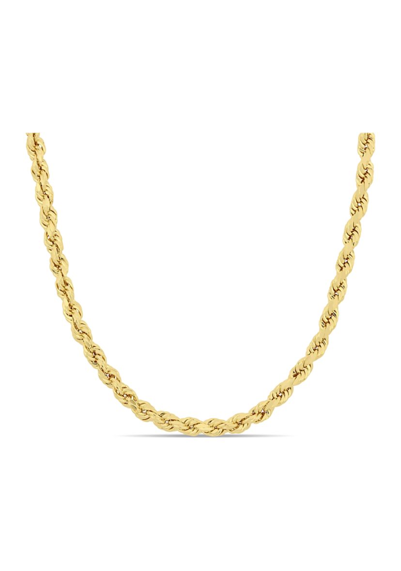 16 Inch Rope Chain Necklace in 10k Yellow Gold (4mm)