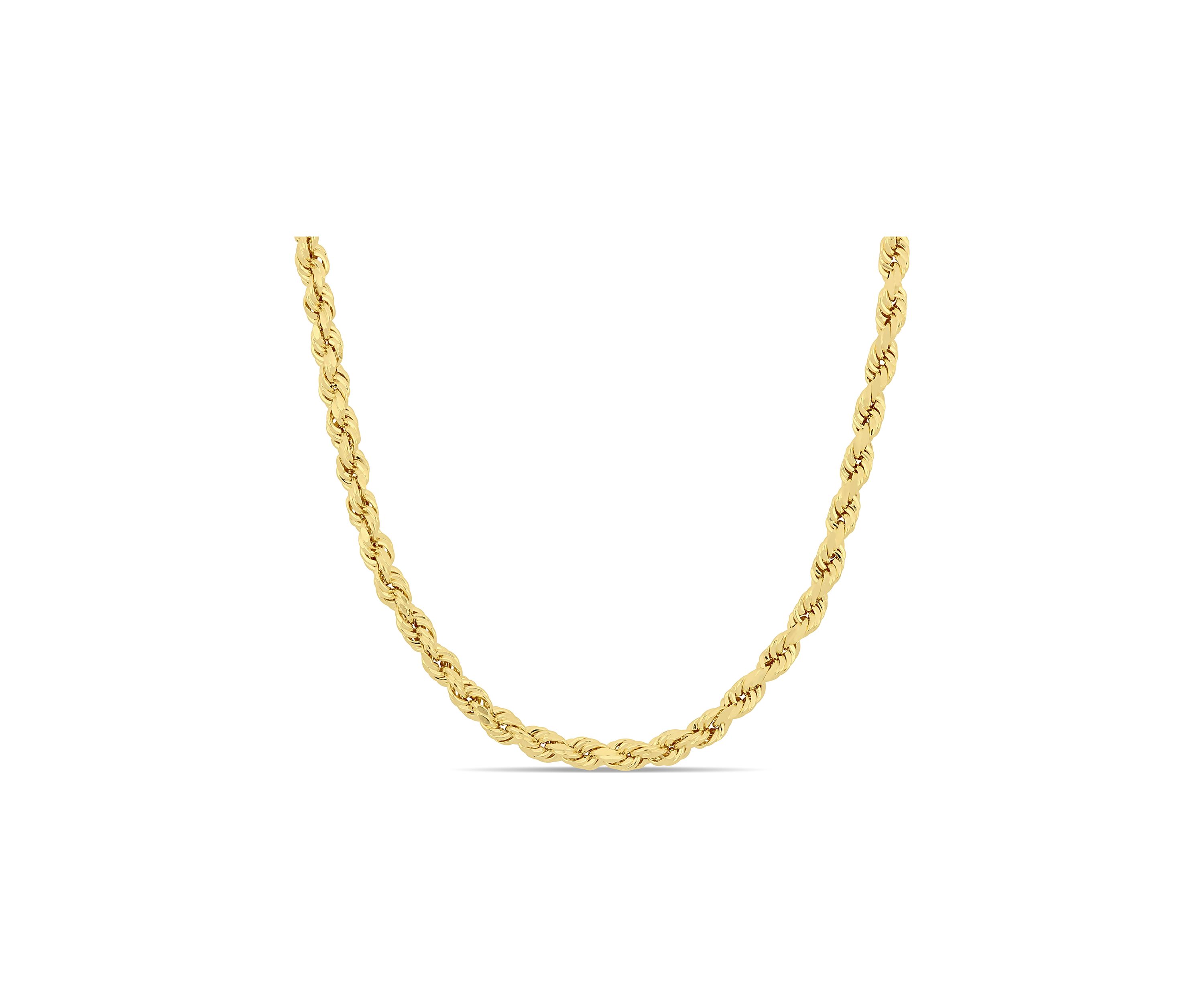 20 in x 4 mm Rope Chain Necklace in 10K Yellow Gold