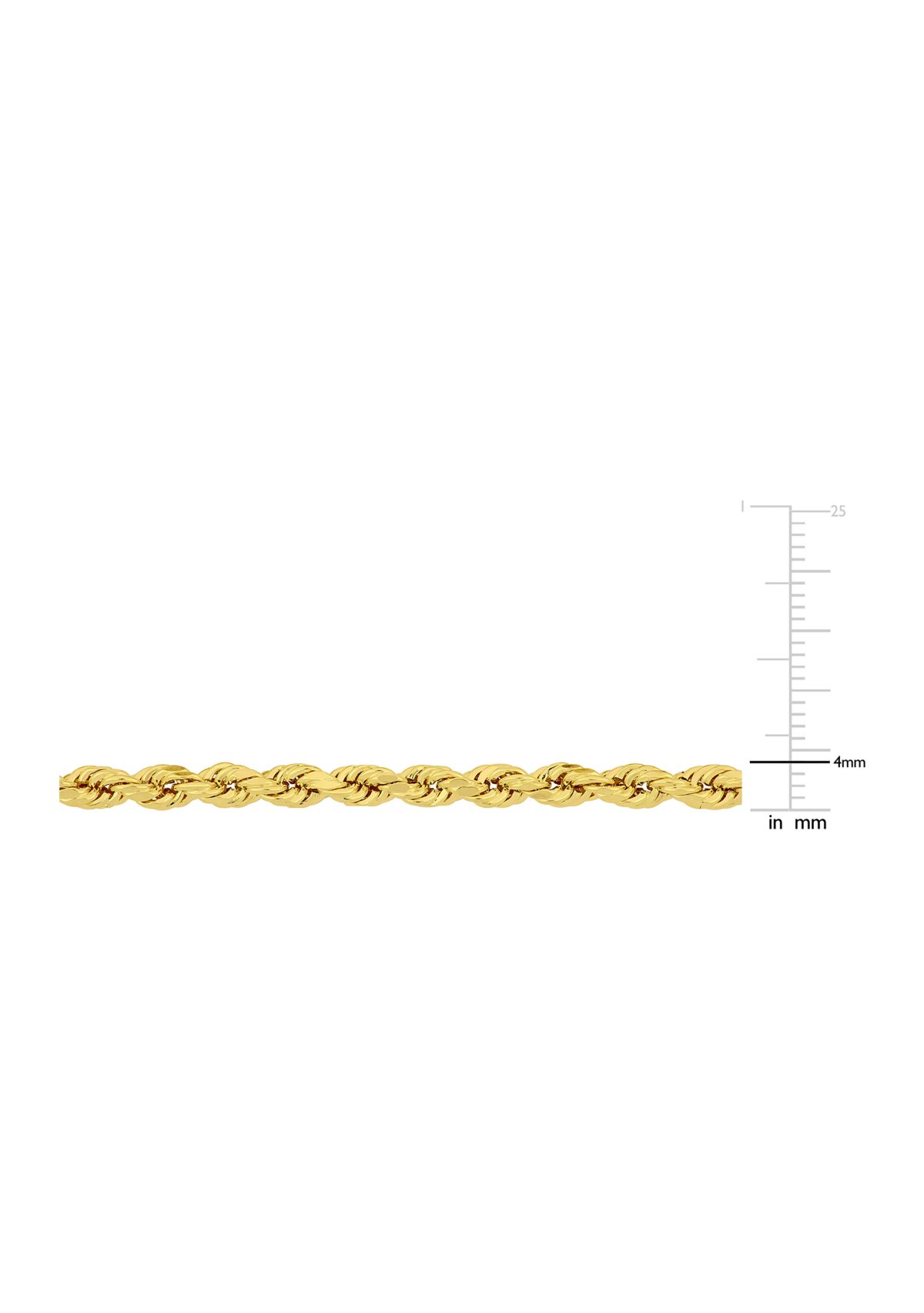 20 in x 4 mm Rope Chain Necklace in 10K Yellow Gold