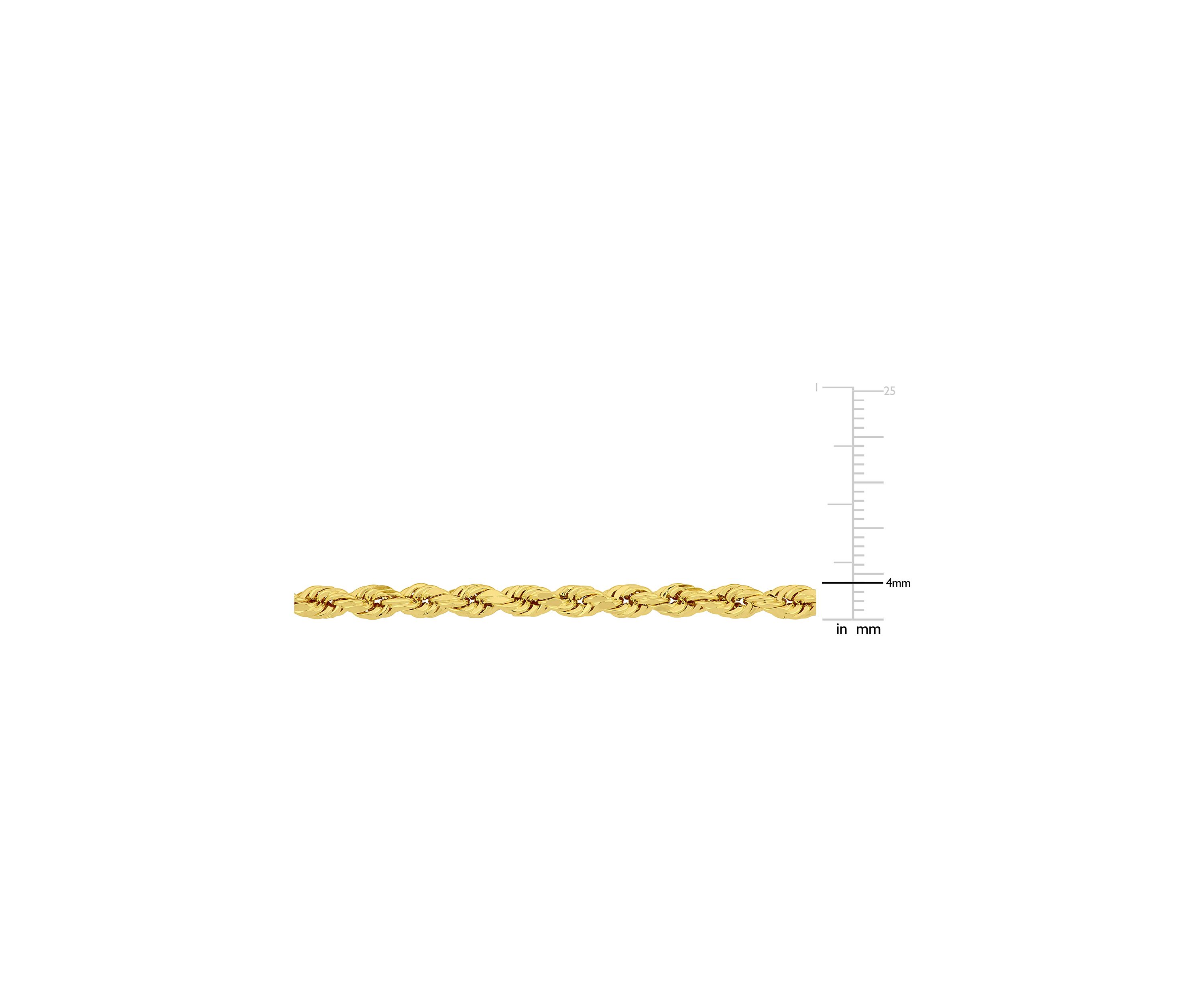 20 in x 4 mm Rope Chain Necklace in 10K Yellow Gold