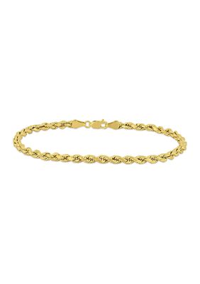 Belk & Co Men's Rope Chain Bracelet In 10K Yellow Gold (4 Mm/9 In)