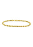 Mens Rope Chain Bracelet in 10k Yellow Gold (4 mm/9 in)