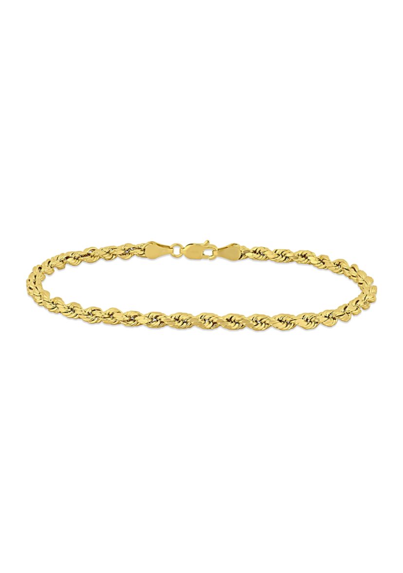 Mens Rope Chain Bracelet in 10k Yellow Gold (4 mm/9 in)