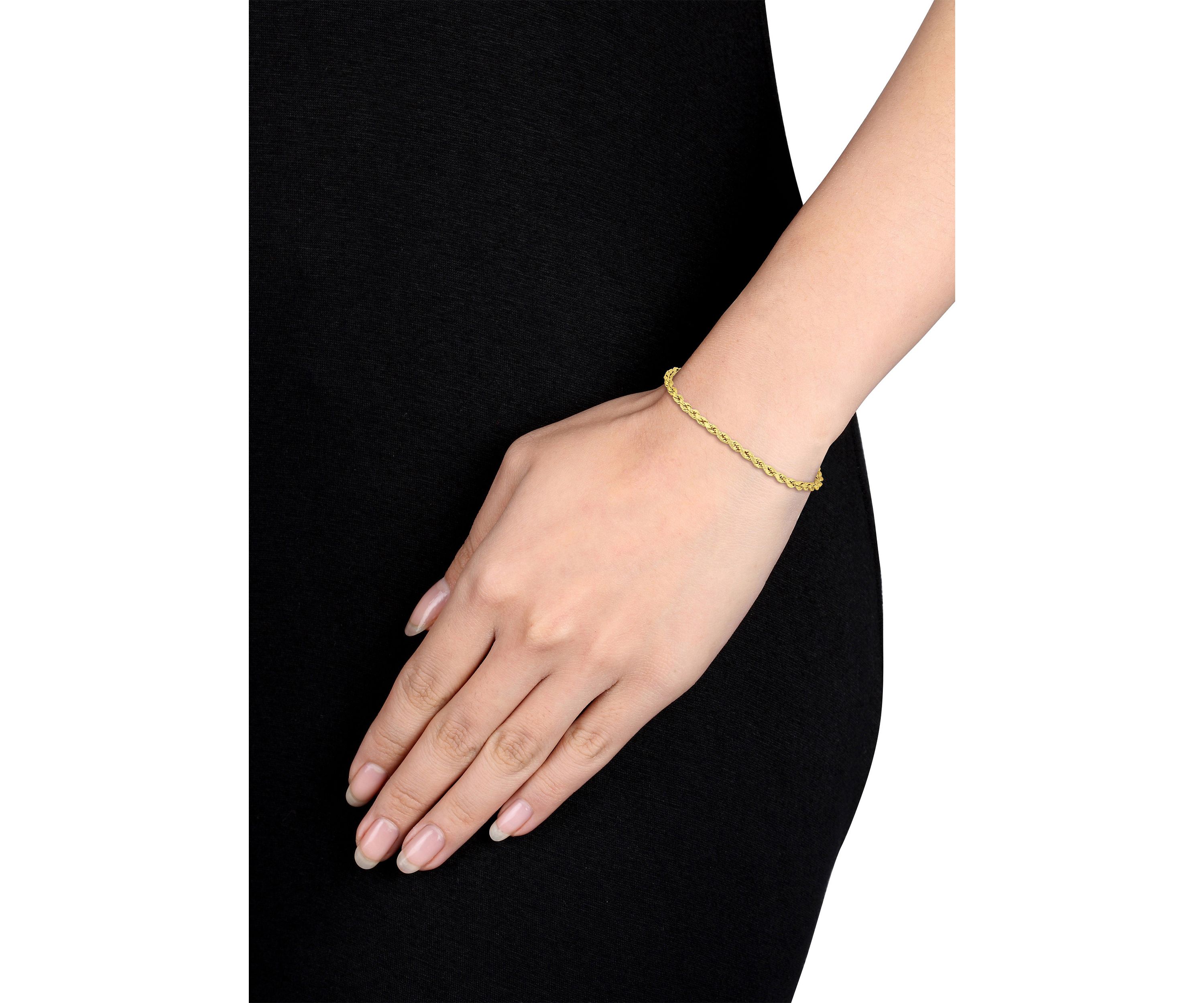 Mens Rope Chain Bracelet in 10k Yellow Gold (4 mm/9 in)