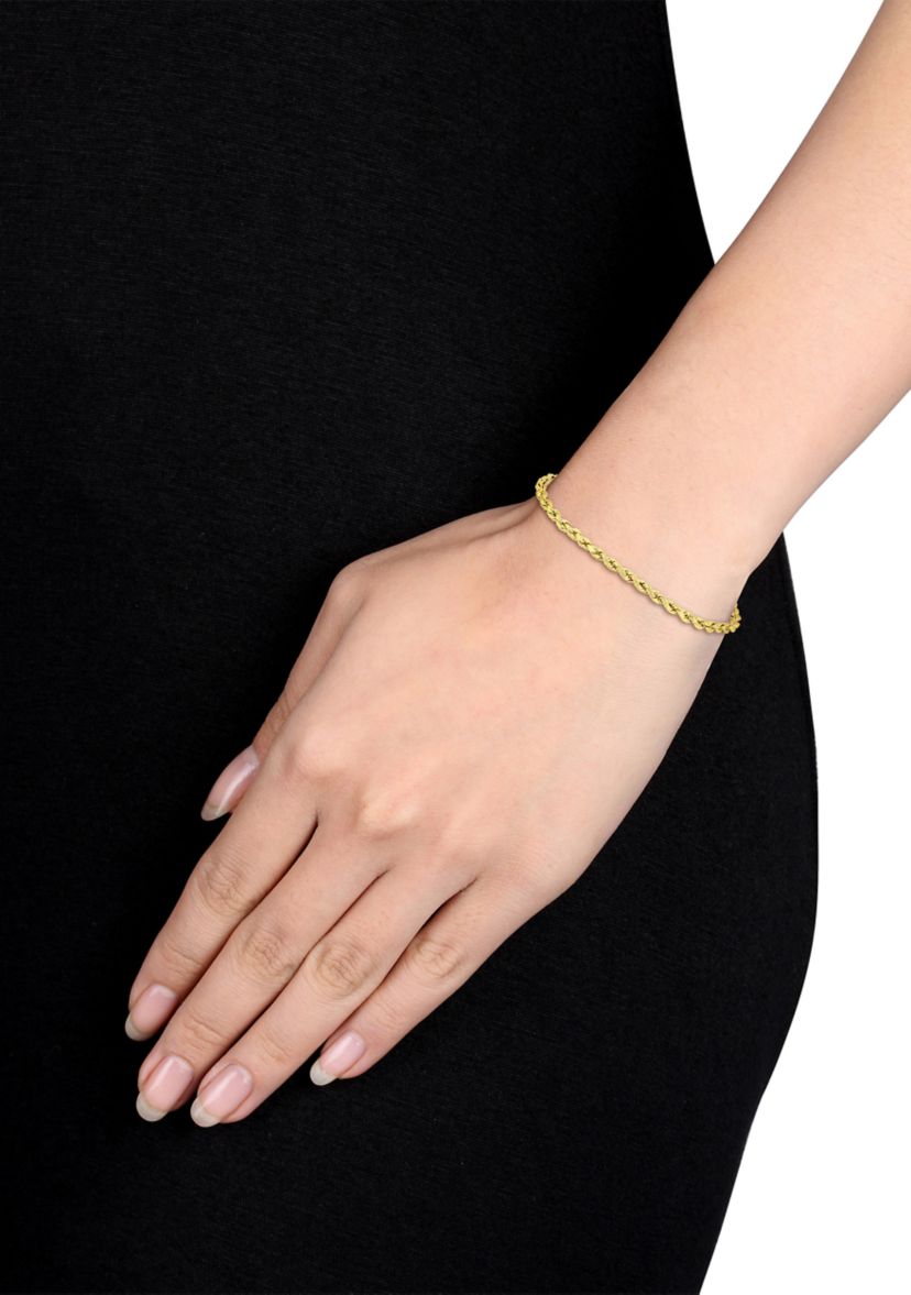 Mens Rope Chain Bracelet in 10k Yellow Gold (4 mm/9 in)
