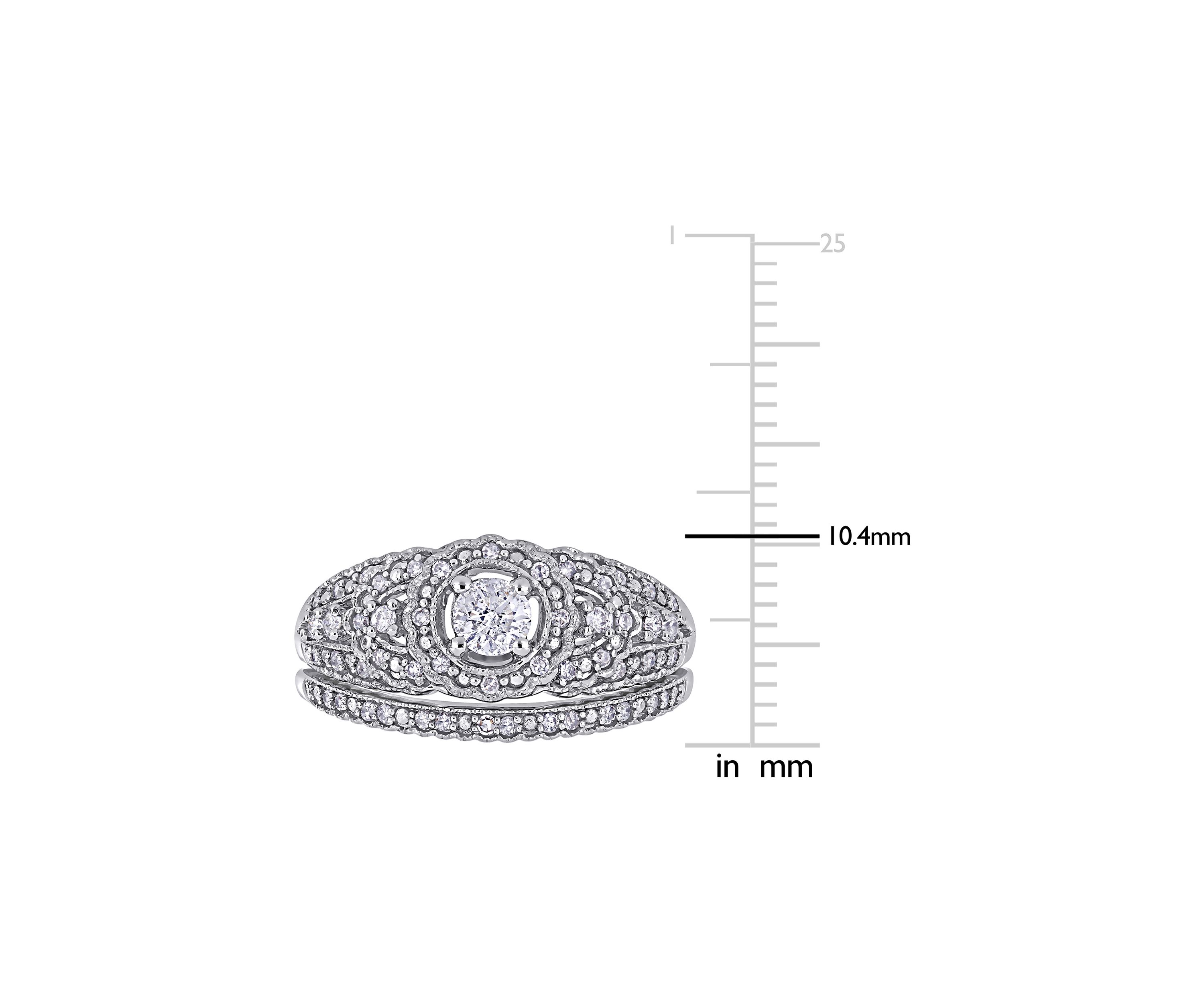 1/2 ct. t.w. Diamond Cluster Bridal Set in 10k White Gold
