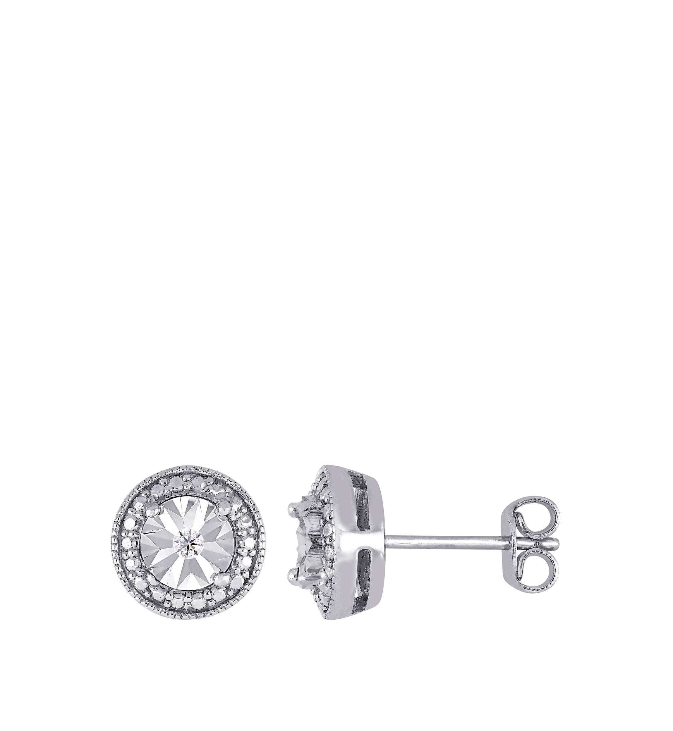 1/10 ct. t.w. Diamond Accent Circle Halo Earrings in Sterling Silver