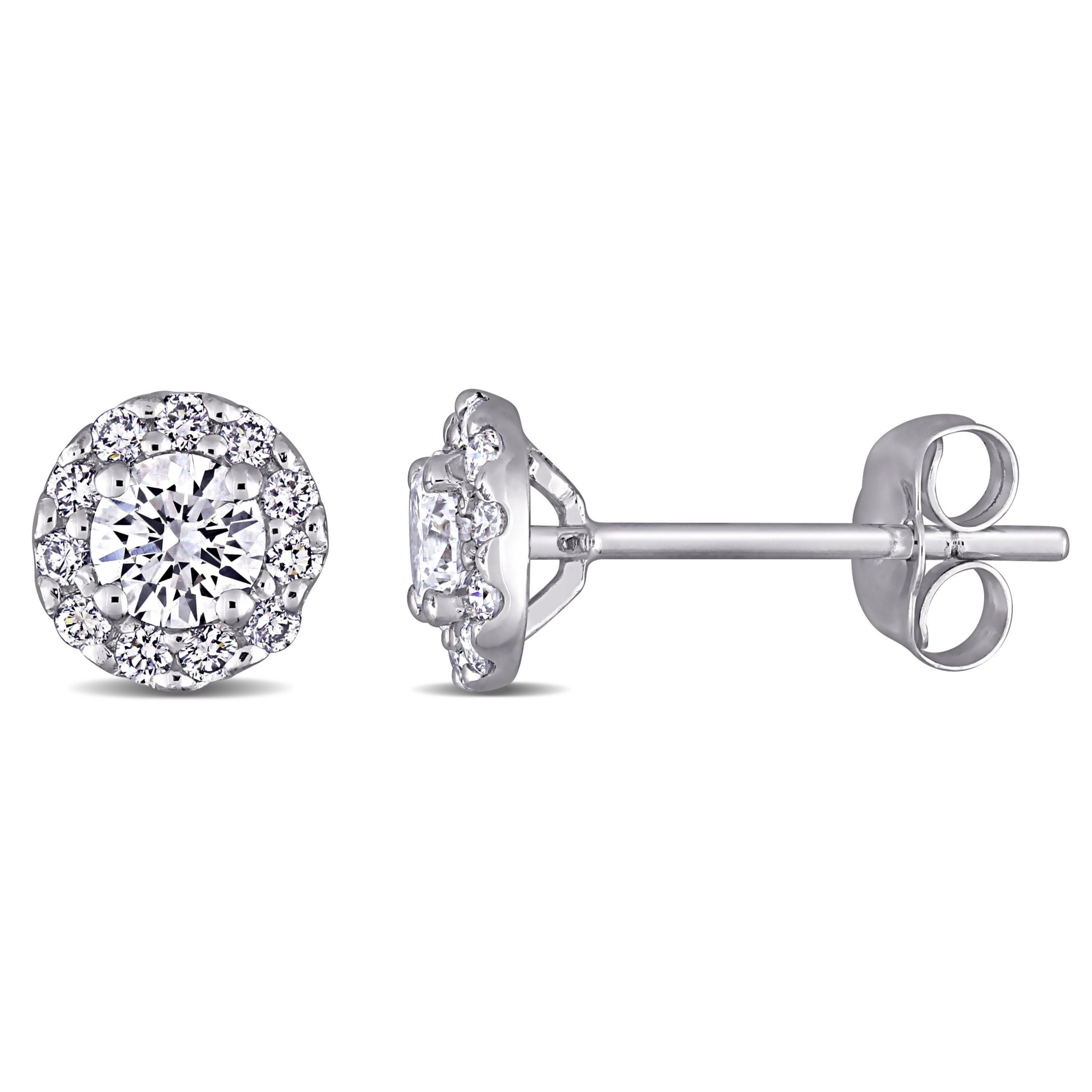 3/4 ct. t.g.w. Lab Created Diamond Halo Stud Earrings in 14K White Gold