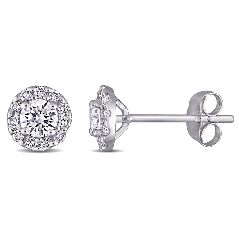 3/4 ct. t.g.w. Lab Created Diamond Halo Stud Earrings in 14K White Gold