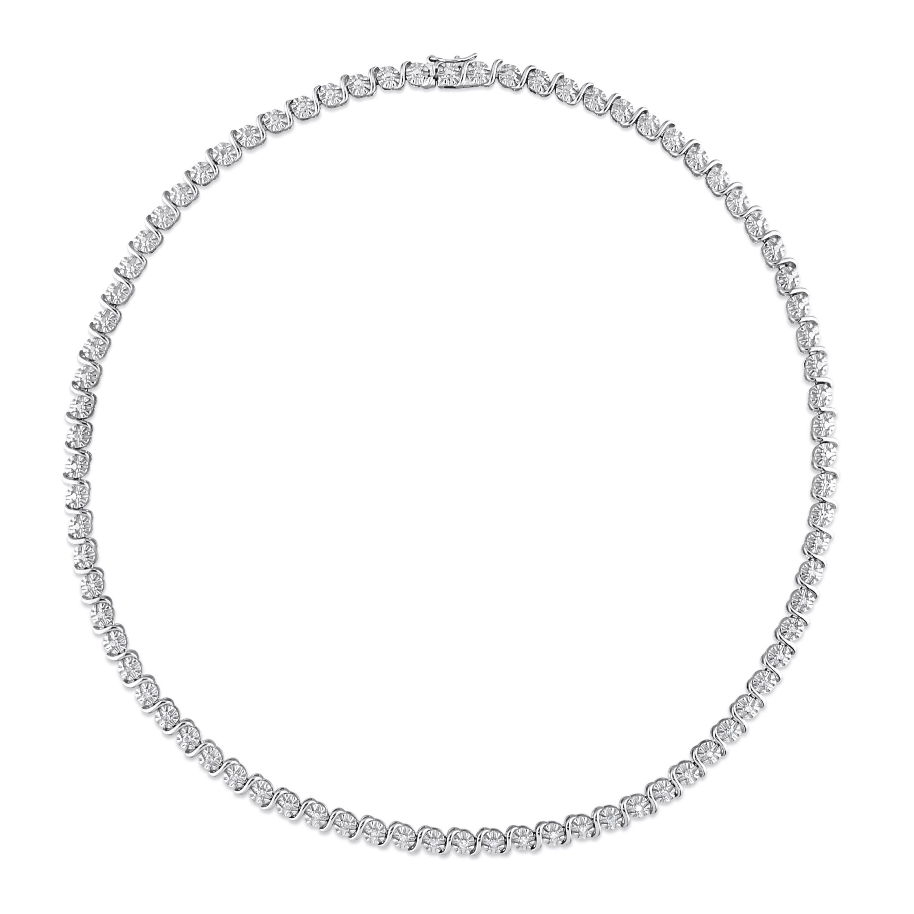1/2 CT TW Diamond Tennis Necklace in Sterling Silver