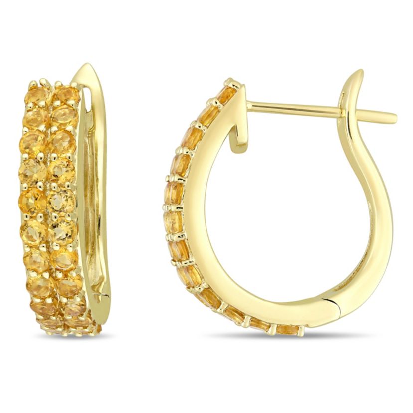 Citrine Hoop Earrings in 10K Yellow Gold