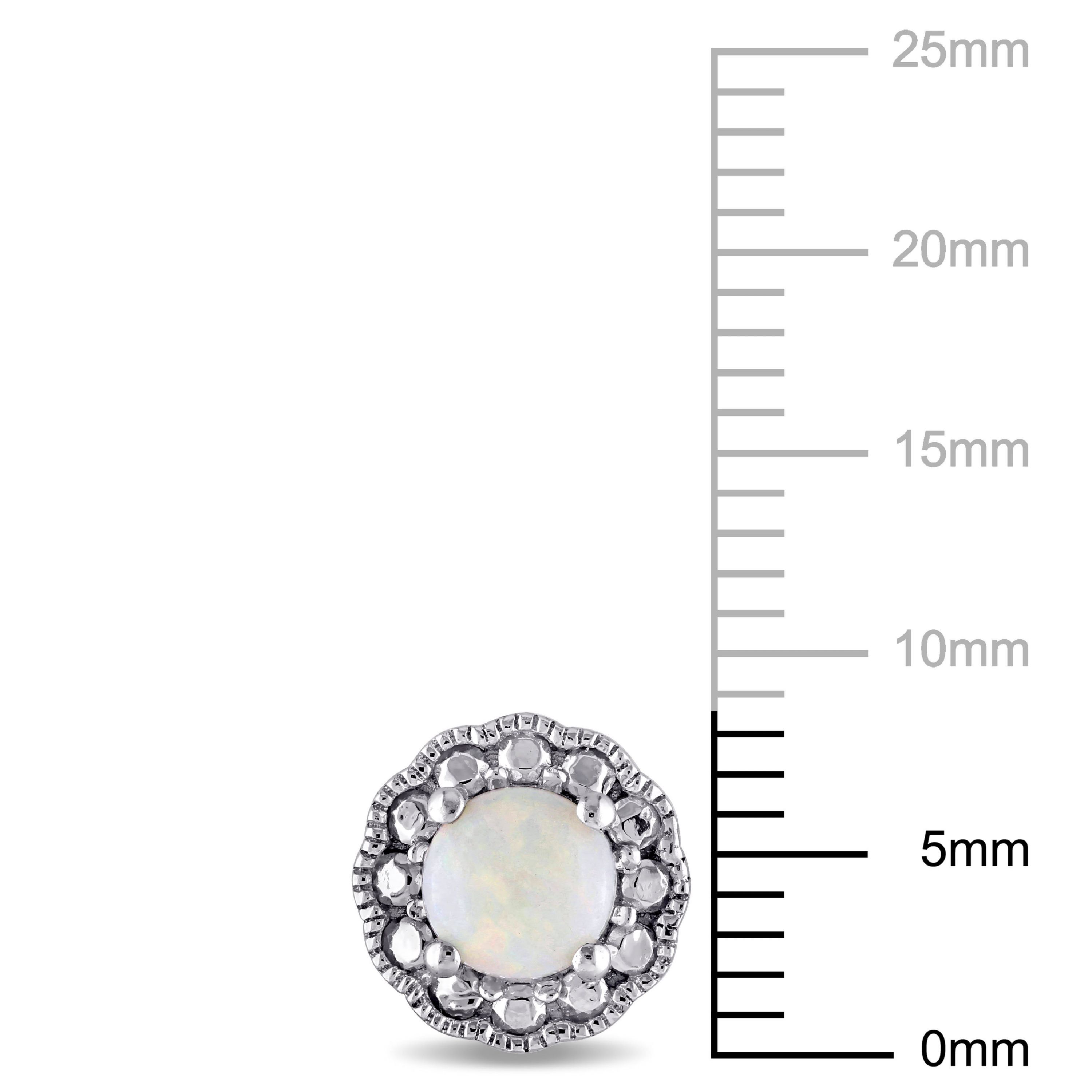 Opal Flower Stud Earrings in 10K White Gold
