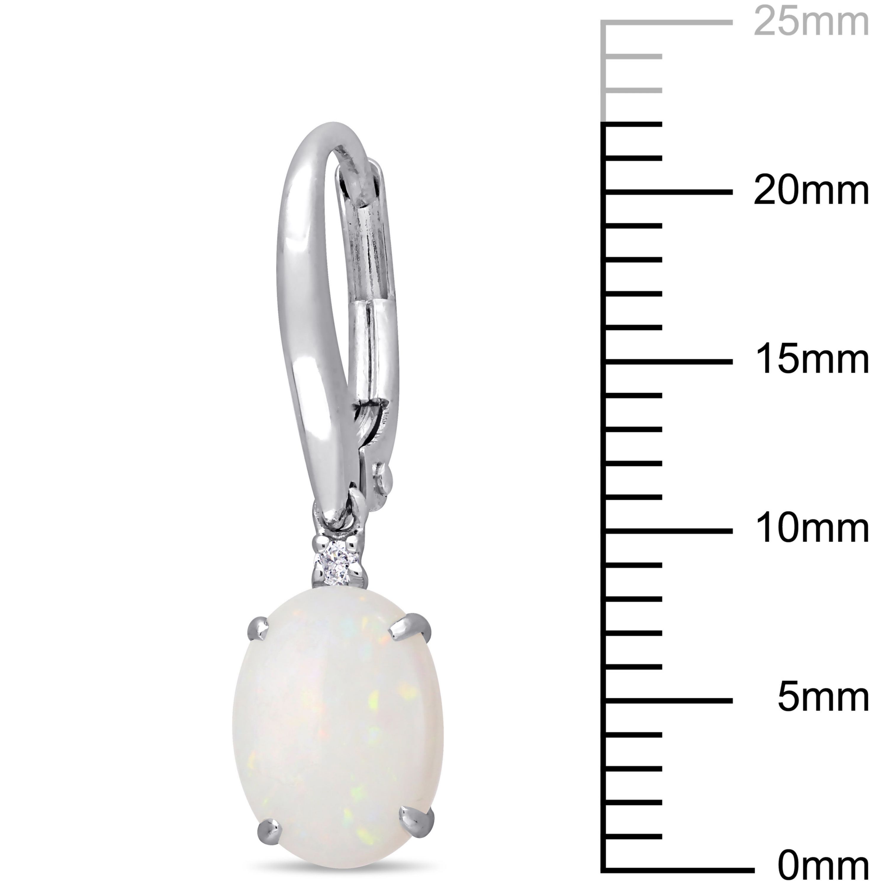 Opal and Diamond Accent Drop Earrings in 10K White Gold