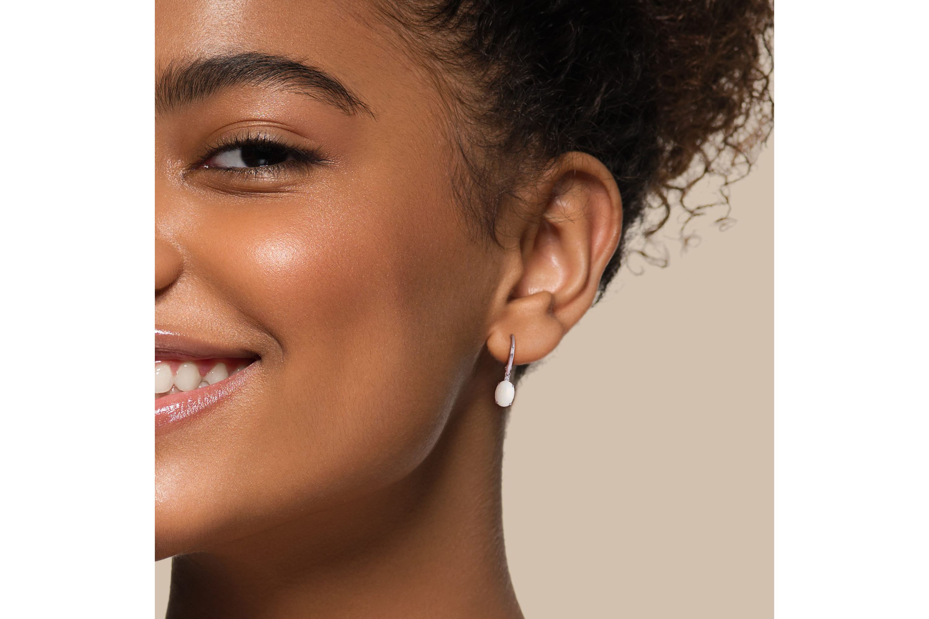 Opal and Diamond Accent Drop Earrings in 10K White Gold