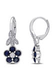 4.33 ct. t.w. Sapphire and 1/7 ct. t.w. Diamond Flower Earrings in 10k White Gold