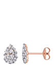 1/4 ct. t.w. Diamond Baguette Pear Shaped Earrings in Sterling SIlver