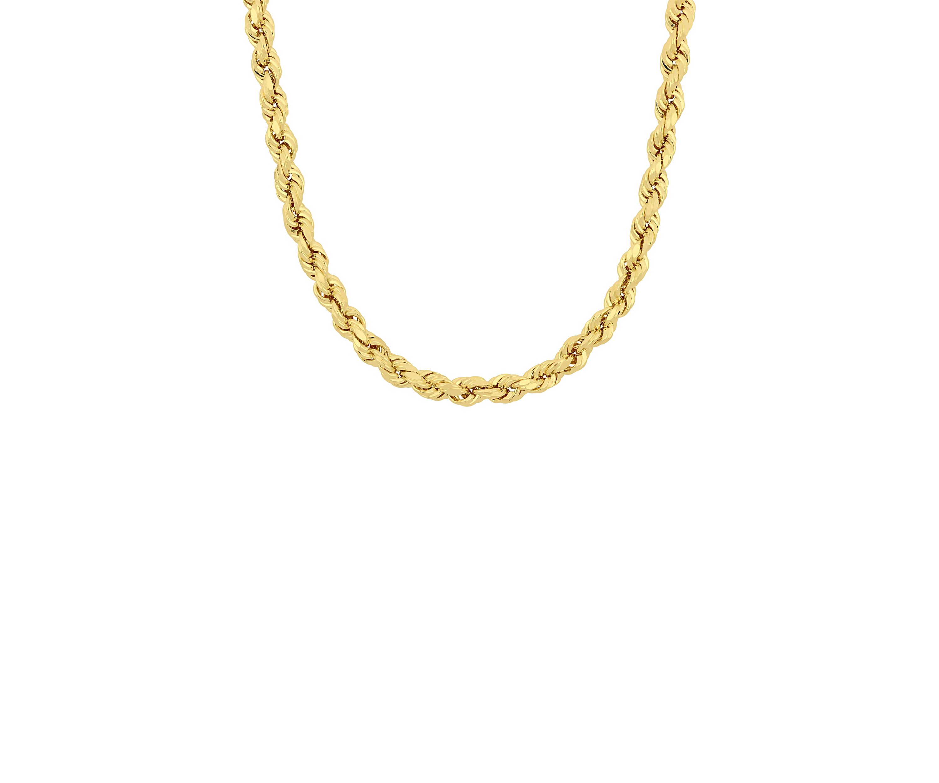 24 Inch Rope Chain Necklace in 10K Yellow Gold
