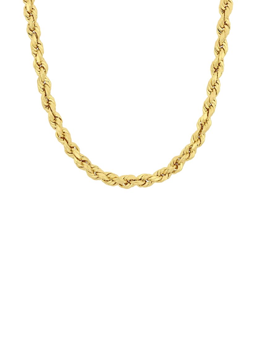 24 Inch Rope Chain Necklace in 10K Yellow Gold