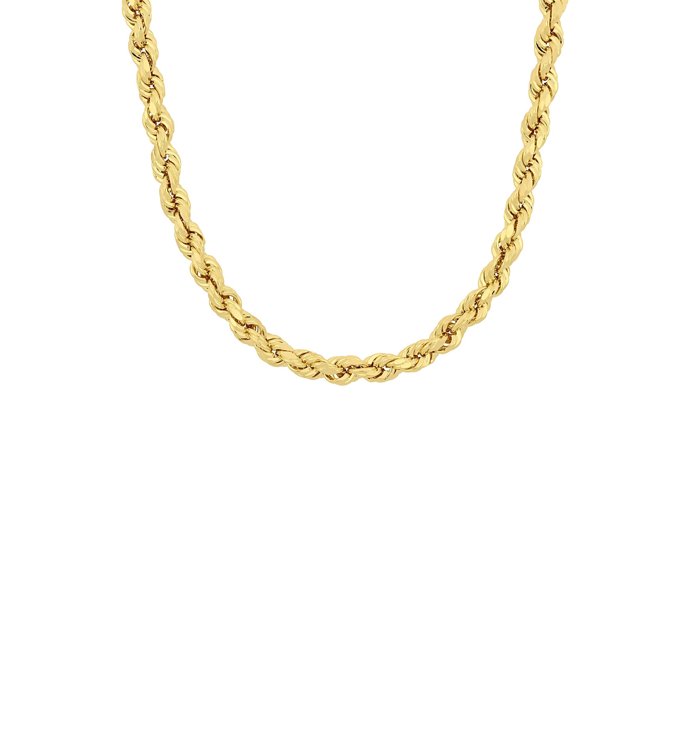 20 Inch Rope Chain Necklace in 10K Yellow Gold