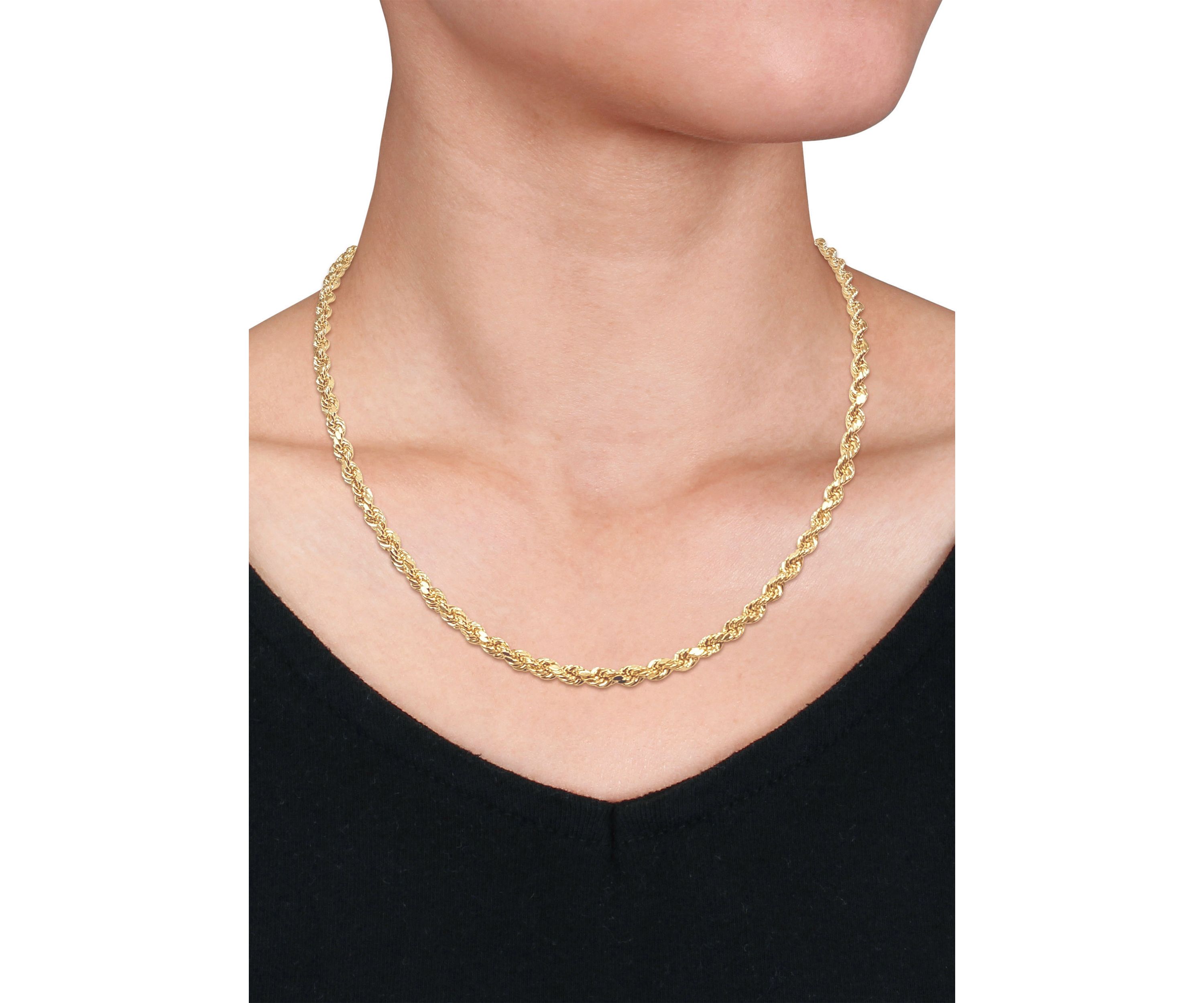 18 Inch Rope Chain Necklace in 14K Yellow Gold