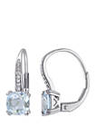  1.75 ct. t.w. Aquamarine and 1/10 ct. t.w. Diamond Accent Drop Earrings in 10K White Gold