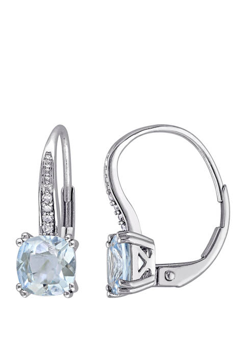  1.75 ct. t.w. Aquamarine and 1/10 ct. t.w. Diamond Accent Drop Earrings in 10K White Gold