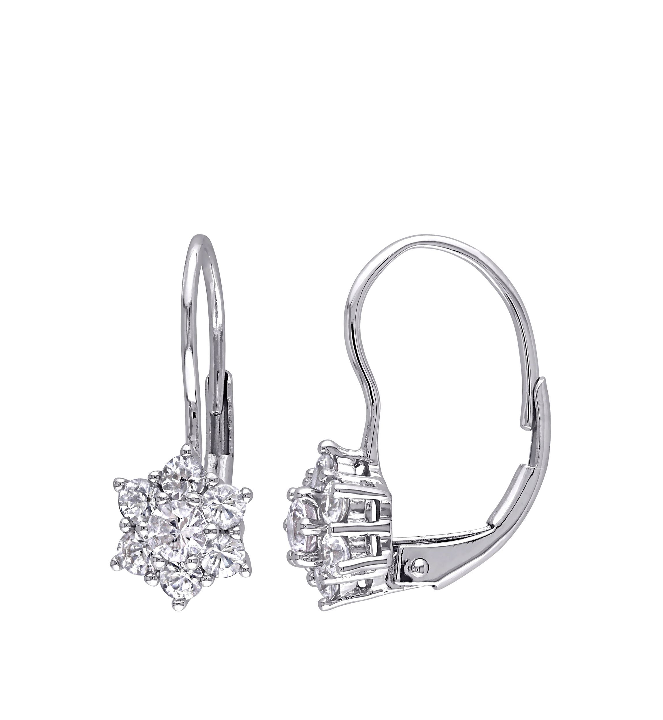  1 ct. t.w. White Sapphire Star Earrings in 10K White Gold