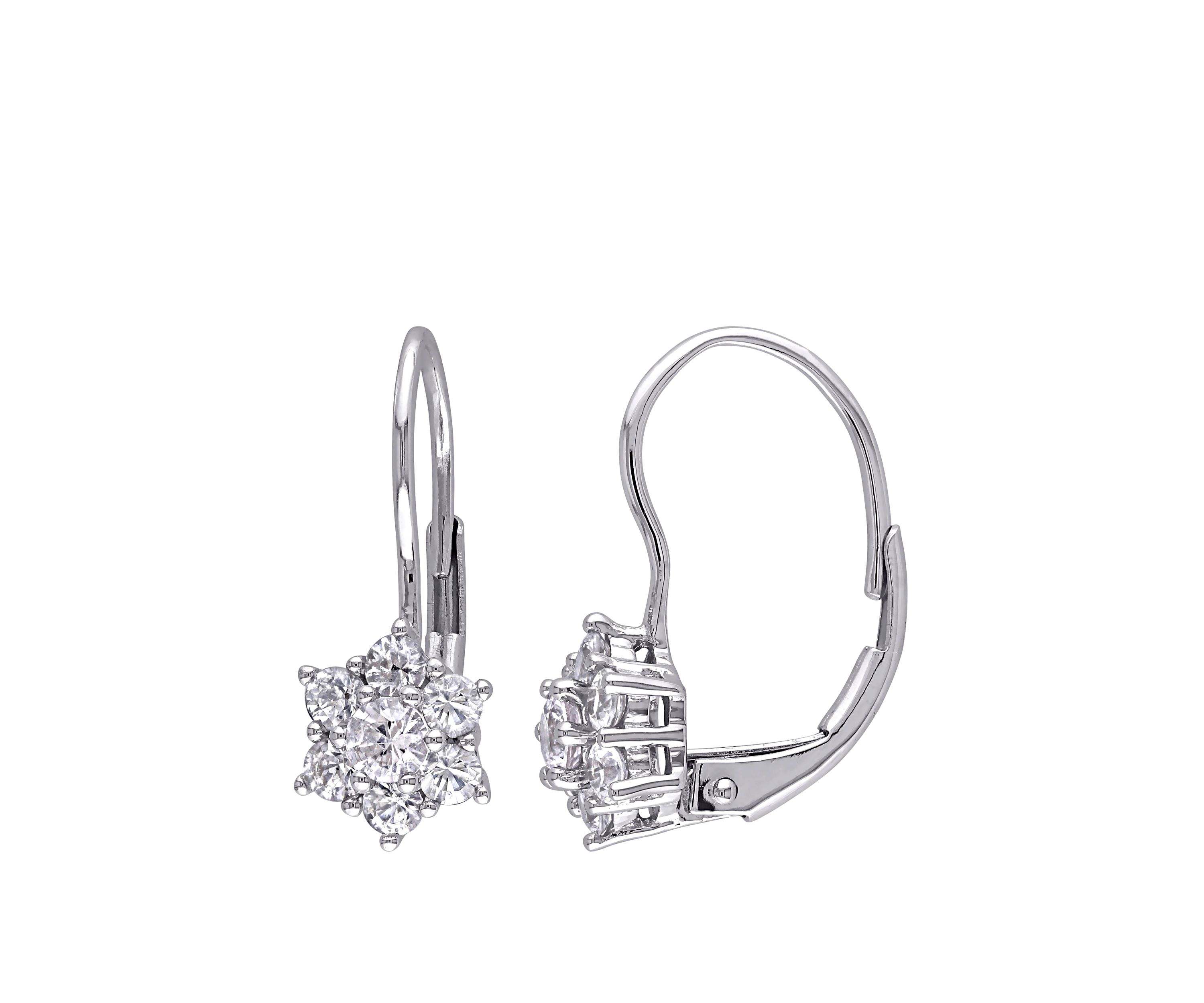  1 ct. t.w. White Sapphire Star Earrings in 10K White Gold
