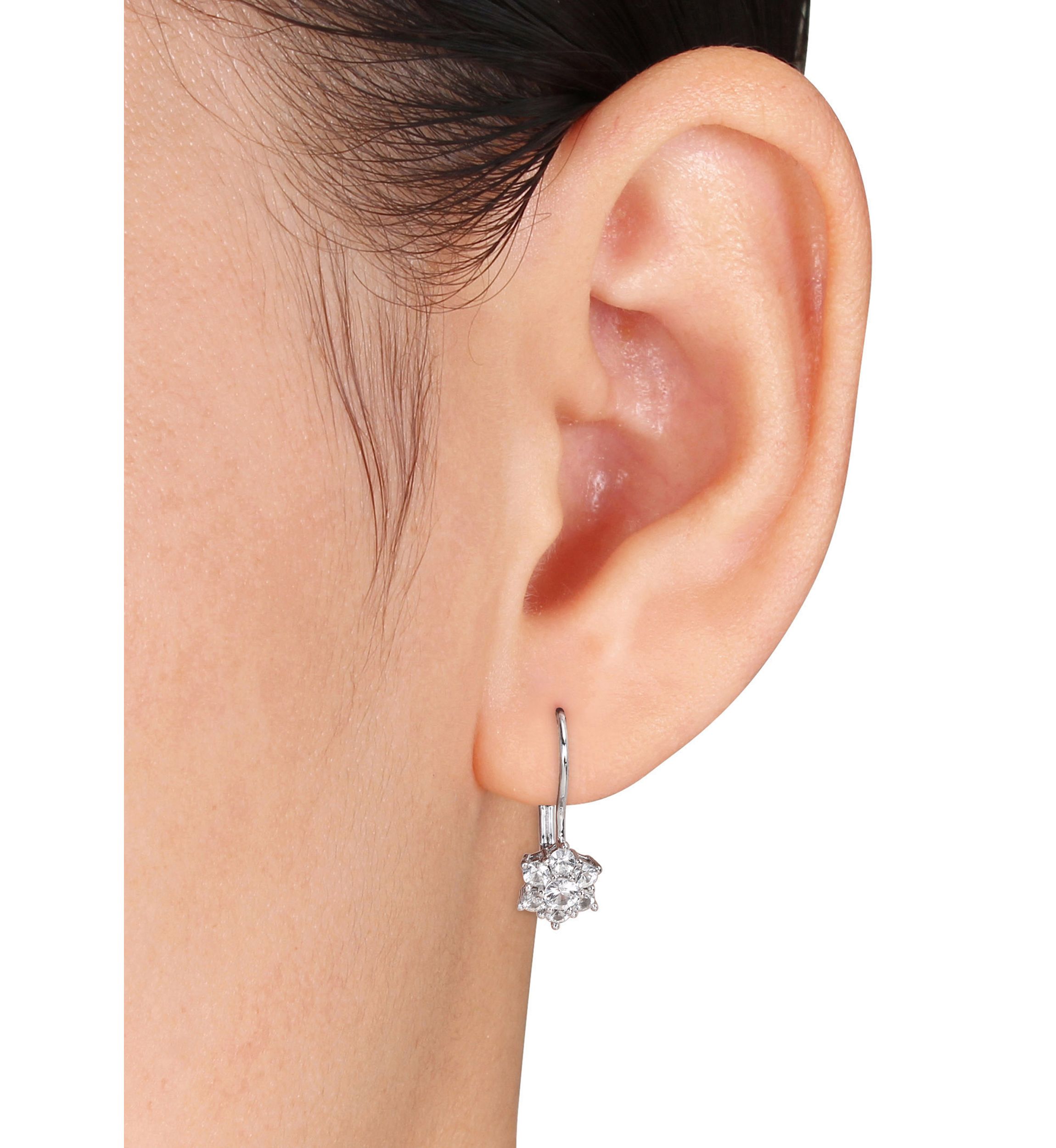  1 ct. t.w. White Sapphire Star Earrings in 10K White Gold