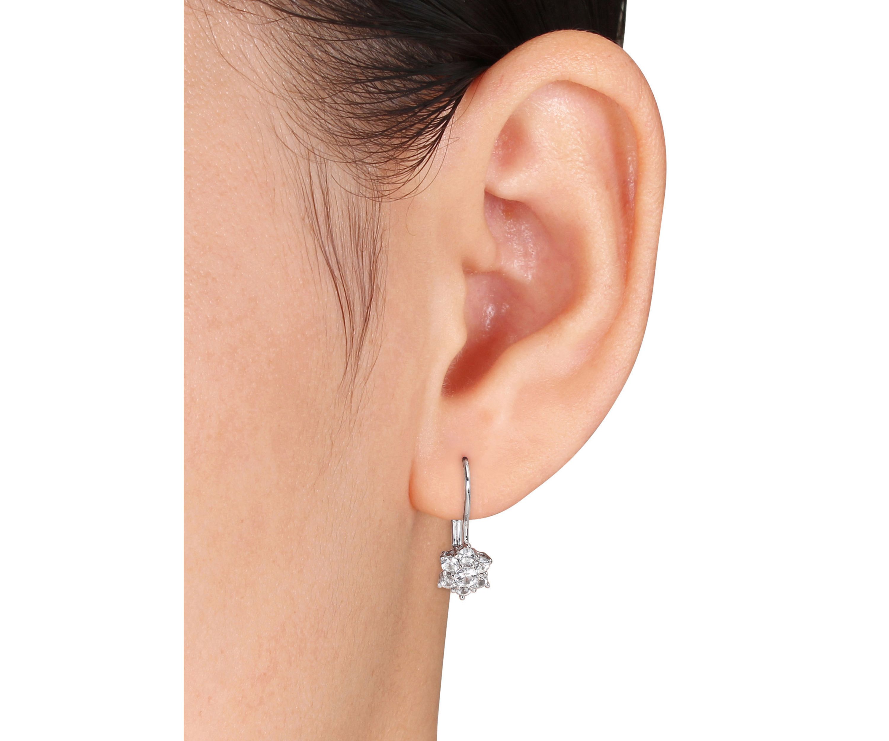  1 ct. t.w. White Sapphire Star Earrings in 10K White Gold